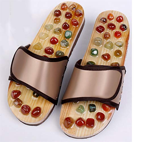 Herren Slides Sandale Akupressur Fußmassagegerät Jade Stein Acupoint Massage Hausschuhe Schuhe Reflexologie Sandalen, Massageschuhe, for Fußpflege Herrenschuhe (Color : A, Size : 43-44)