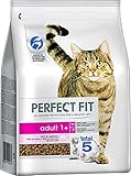 Perfect Fit Adult 1+ – Trockenfutter für erwachsene Katzen ab 1 Jahr – Reich an Lachs – Unterstützt die Vitalität – 3 x 2,8 kg