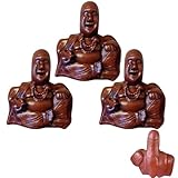 Der Buddha-Flip | Unerwartete Rückseite, Mittelfinger-Statue des lachenden Buddhas aus Kunstharz, handgefertigte Skulptur des Mittelfinger-Buddha-Flips, komische, lustige Geschenke für Freunde (3Pcs)