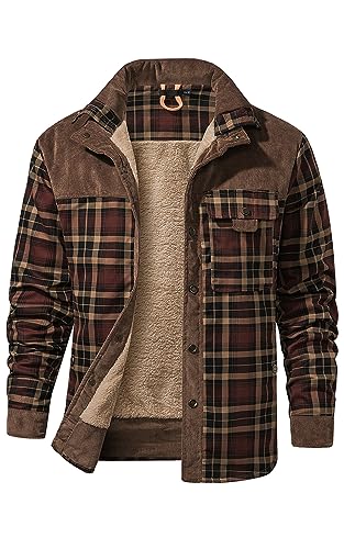 Mr.Stream Herren Thermohemd Flanellhemd Winterjacke Fleecefutter schützendem Innenfutter Holzfällerhemd Arbeitshemd XL Coffee