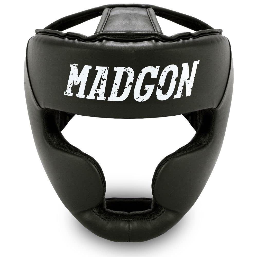 MADGON Premium Kopfschutz, Boxhelm mit Perfekter Sicht und maximalem Schutz, Gesichtsschutz für Kampfsport, MMA, Boxen, Kickboxen & Sparring