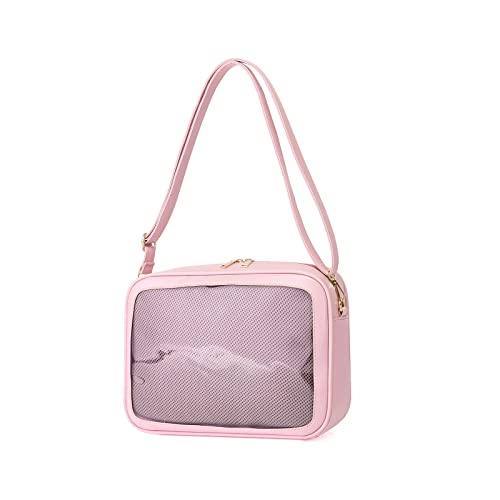 ohodhmnu Damen Tragetasche, Mädchen Schultertasche Frauen Transparente Tasche Teenager Crossbody Tasche Weibliche Handtasche Student Satchels Bag Ins, rose, Large