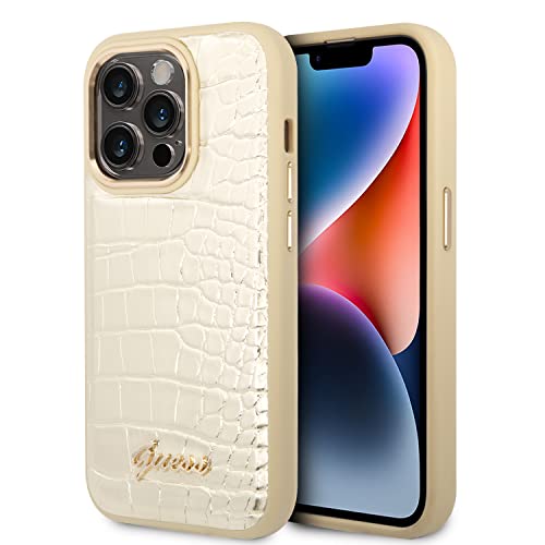 Guess GUHCP14XHGCRHD hülle für iPhone 14 Pro Max 6, 7" Gold/Gold hardcase Croco Collection, schwarz