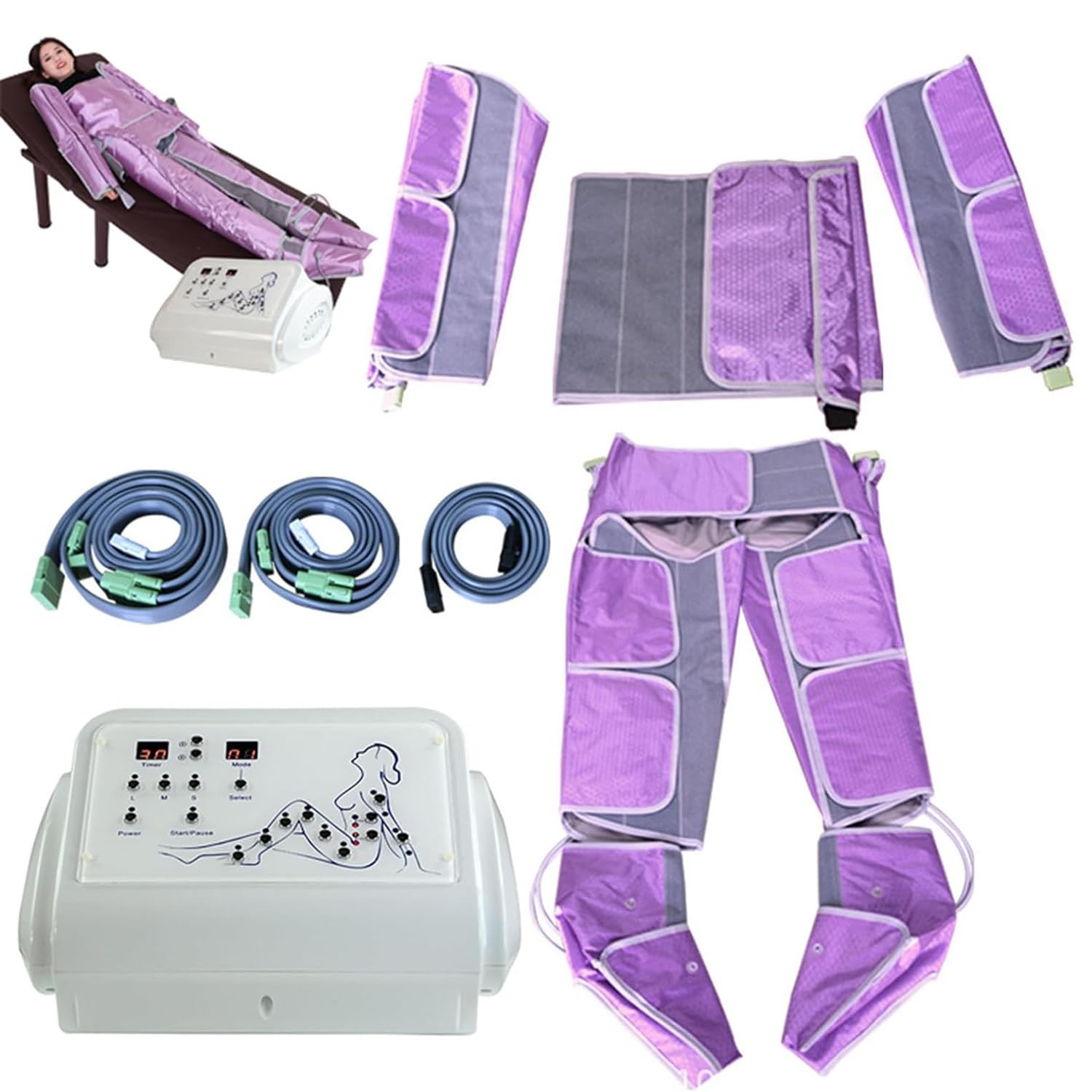 Professionelle Druck-Lymphdrainage Vakuumtherapie Pressotherapie-Maschine Muskeln Entspannen Bein Arm Taille Körpermassage Einstellbare Intensität,Pink-220V