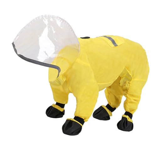 Psdndeww Hunde Regenmantel Regenbekleidung Fußbezügen wasserdichte Regenkleidung Hundejacken Overall Outdoor Walking Regenanzug