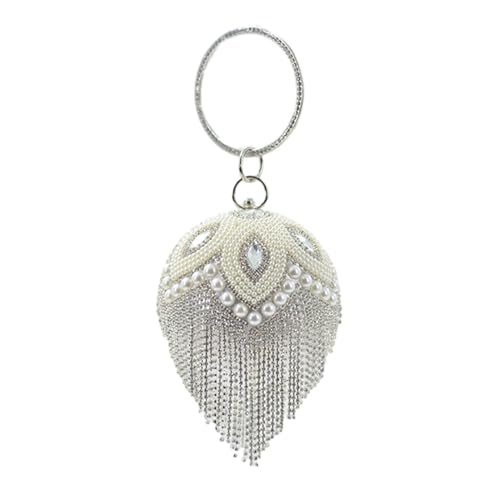 ohodhmnu Damen Tragetasche, Elegante Party Abendtasche Party Abschlussball Hochzeit Handtasche Crossbody Schultertaschen mit abnehmbarem Kettenriemen, silber, With pendant