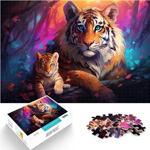 Puzzles für farbenfrohe, süße Tiger-Kunst-Puzzles für Erwachsene, 1000 Teile, Holzpuzzle, Weihnachtswunschliste mit Weihnachtsmann, 1000 Teile (50 x 75 cm)