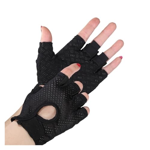 LYHYDMA Fitness-Handschuhe Gewichtheberhandschuhe Damen Herren Fitness Gym Handschuhe Halbfinger Atmungsaktiv rutschfeste Gelpolster Bodybuilding Training Hantelhandschuhe(Regular Black,S)