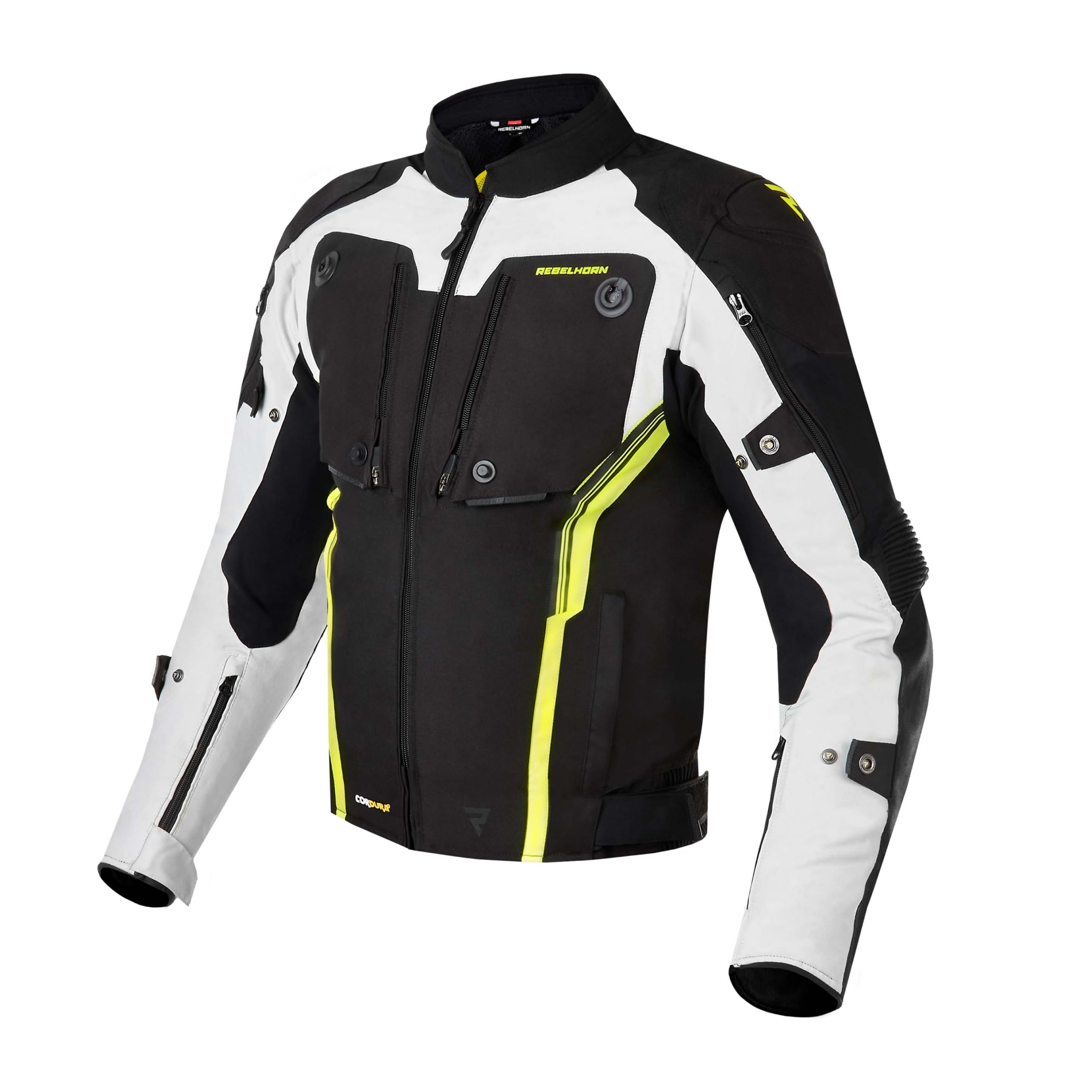 REBELHORN Borg Motorradjacke Herren | Cordura | Humax Membran | Ellbogen und Schulterprotektoren Stufe 2 | 10 Lüftungskanäle