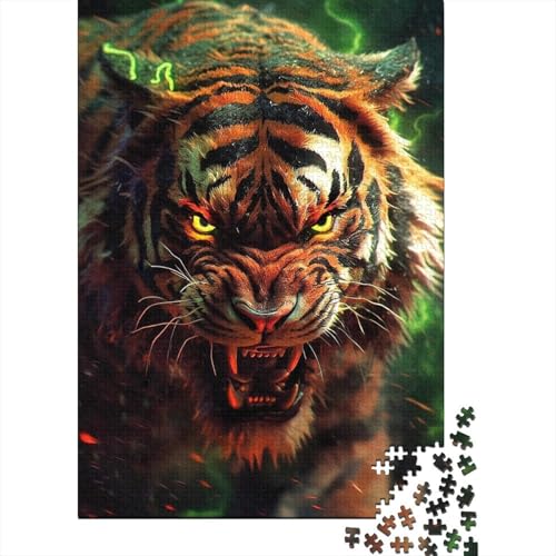 Mutant Smoke Tigers Holzpuzzle für Erwachsene, Kunstpuzzle für Erwachsene, 1000 Teile, Entspannungspuzzlespiele, Denksportpuzzle 29,53x19,69 Zoll