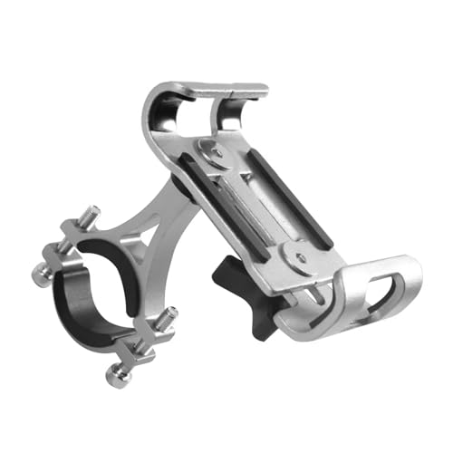 Handyhalterung Motorrad Metall Motorrad Telefon Halter Aluminium Legierung Anti-Slip Halterung GPS Clip Universal Telefon Ständer Für Telefone Handyhalter Fahrrad(Silver)