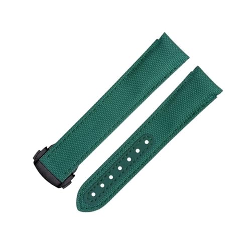 IOTUP Uhrenarmband mit gebogenem Ende, 20 mm, für Omega-Armband für AT150 Seamaster 300 Planet Ocean De Ville Speedmaster, grünes hochdichtes Nylon-Rindsleder, 20 mm, Achat