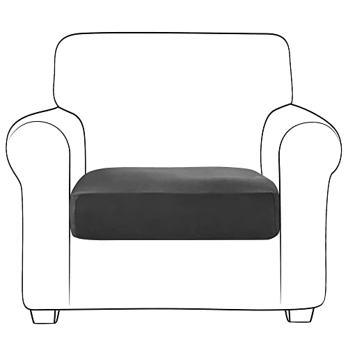 JHLD Stretch Sofa Sitzkissenbezug, Groß Samt Sitzkissenschutz Sofa-Sitzkissenbezüge Maschinenwaschbar Sofa-Sitzkissenbezug Für Wohnzimmer-schwarz-1 Sitzer