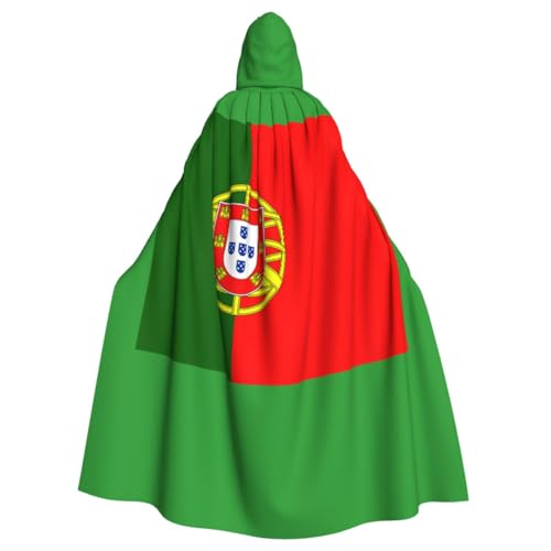 YQxwJL Halloween-Umhang mit portugiesischer Flagge, Herren, mit Kapuze, Renaissance-Umhang für Erwachsene, Cosplay, Hexenumhang