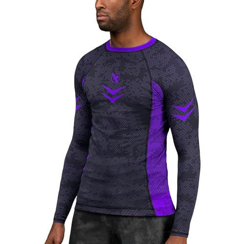 Hayabusa BJJ Rash Guards für Herren, langärmelig - Violett - X-Groß