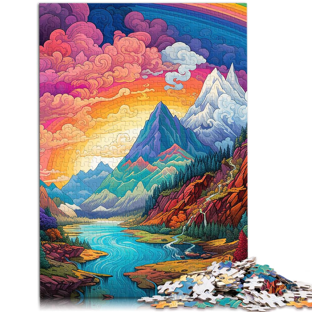 Puzzles Geschenke Spielzeug Bunte Fantasieberge Puzzles für Erwachsene 1000-teiliges Holzpuzzle Weihnachtswunschliste mit Weihnachtsmann 1000 Teile (50 x 75 cm)