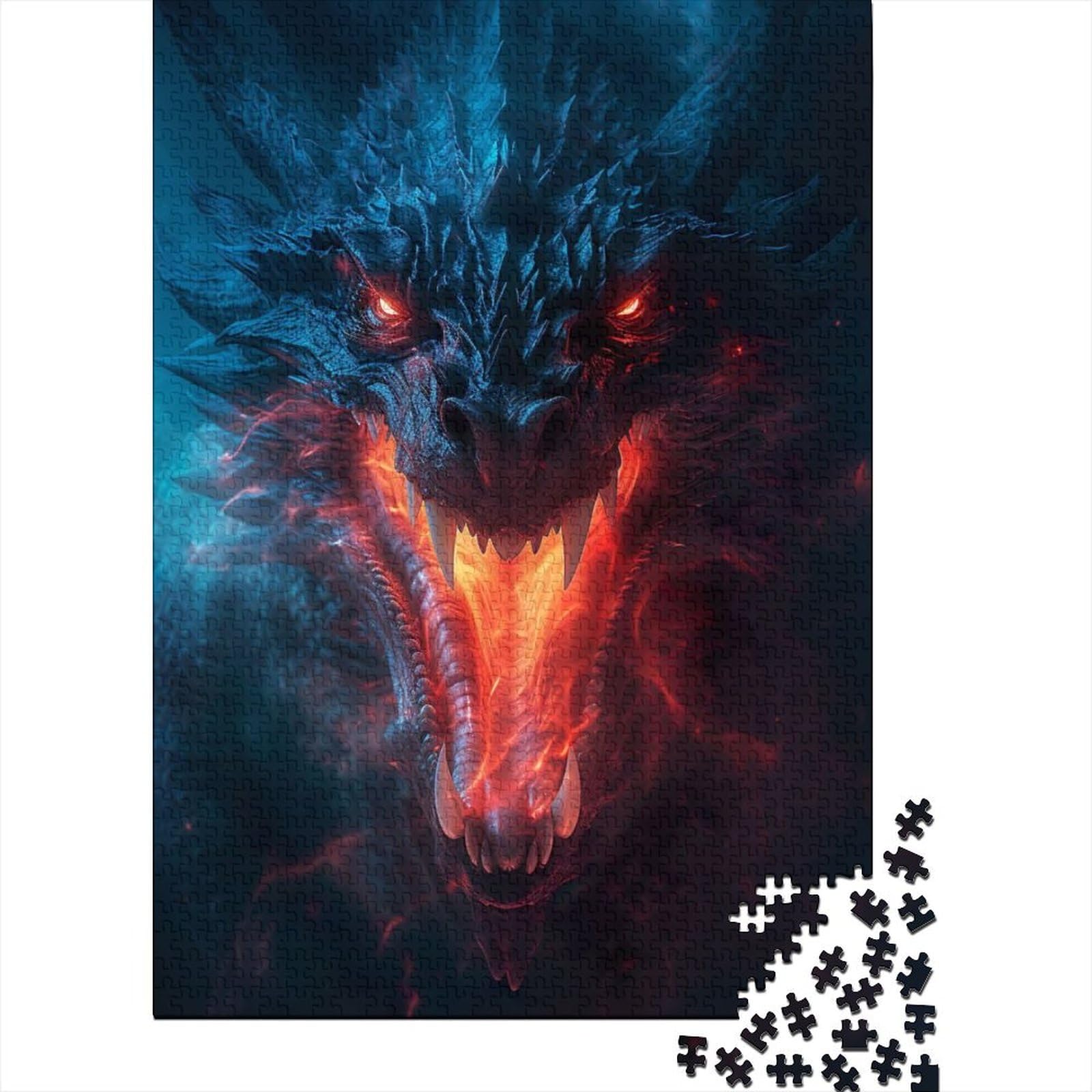 Gefährlicher Drache, Holzpuzzle für Erwachsene, 500 Teile, für Erwachsene, schwierige Puzzles, ganze Familie und die (Größe: 52 x 38 cm)