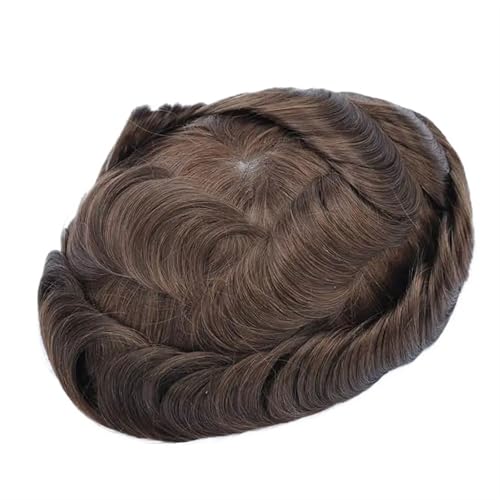 Perücke Männer 0,03 mm Untra dünne Haut Männerhaar-Toupet Männer Prothese Kapillare Remy Menschenhaar Natürliche Herrenperücken Protese Capilar Masculina Toupet für Herren(Medium Brown)