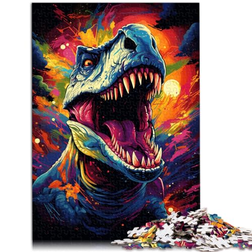 Puzzle für farbenfrohe psychedelische Galaxie-Dinosaurier für Erwachsene, 1000-teiliges Puzzle, Lernspiele, Holzpuzzle, Unmögliches Puzzle, 1000 Teile (50 x 75 cm)