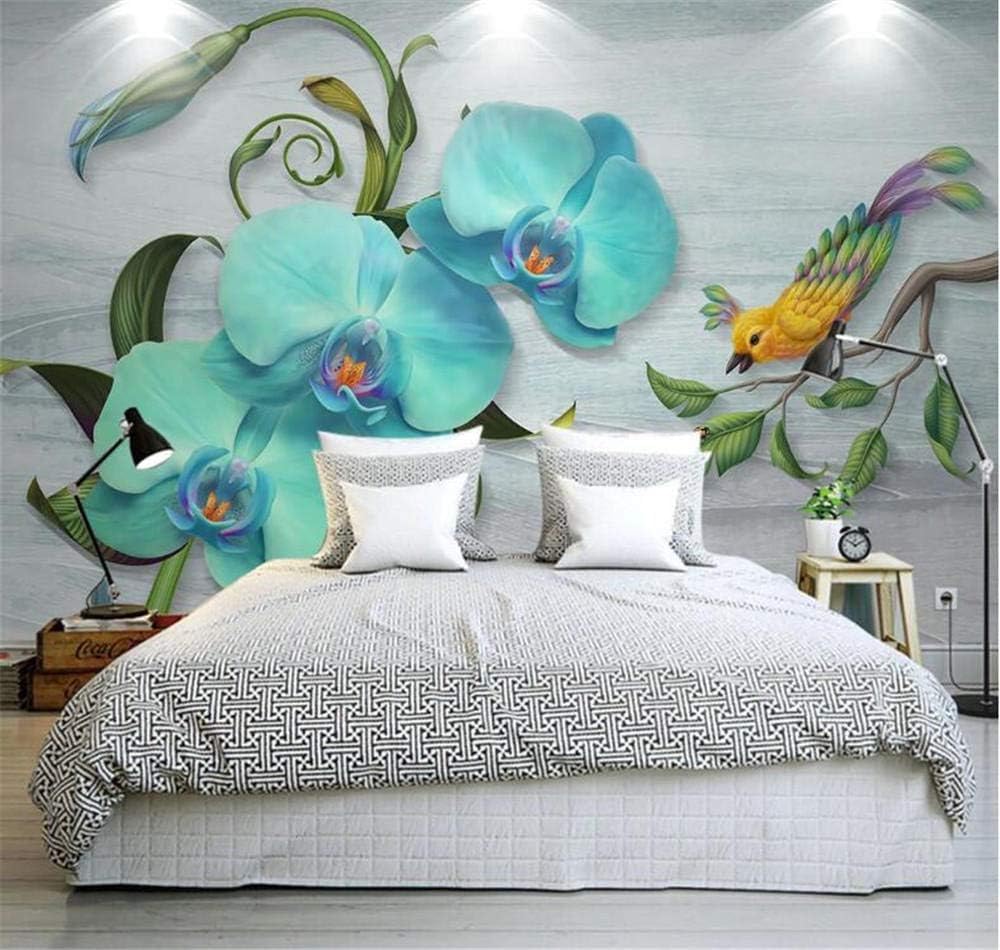 Schmetterlinge Orchideen Vögel 3D Tapete Poster Restaurant Schlafzimmer Wohnzimmer Sofa TV Dekorative Wand-250cm×170cm