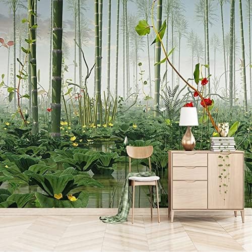 XLMING Einfache Dreidimensionale Lotos-Bambus-Waldlandschaft 3D Tapete Home Dekoration Wohnzimmer Sofa Schlafzimmer Tv Hintergrund Wand-350cm×256cm