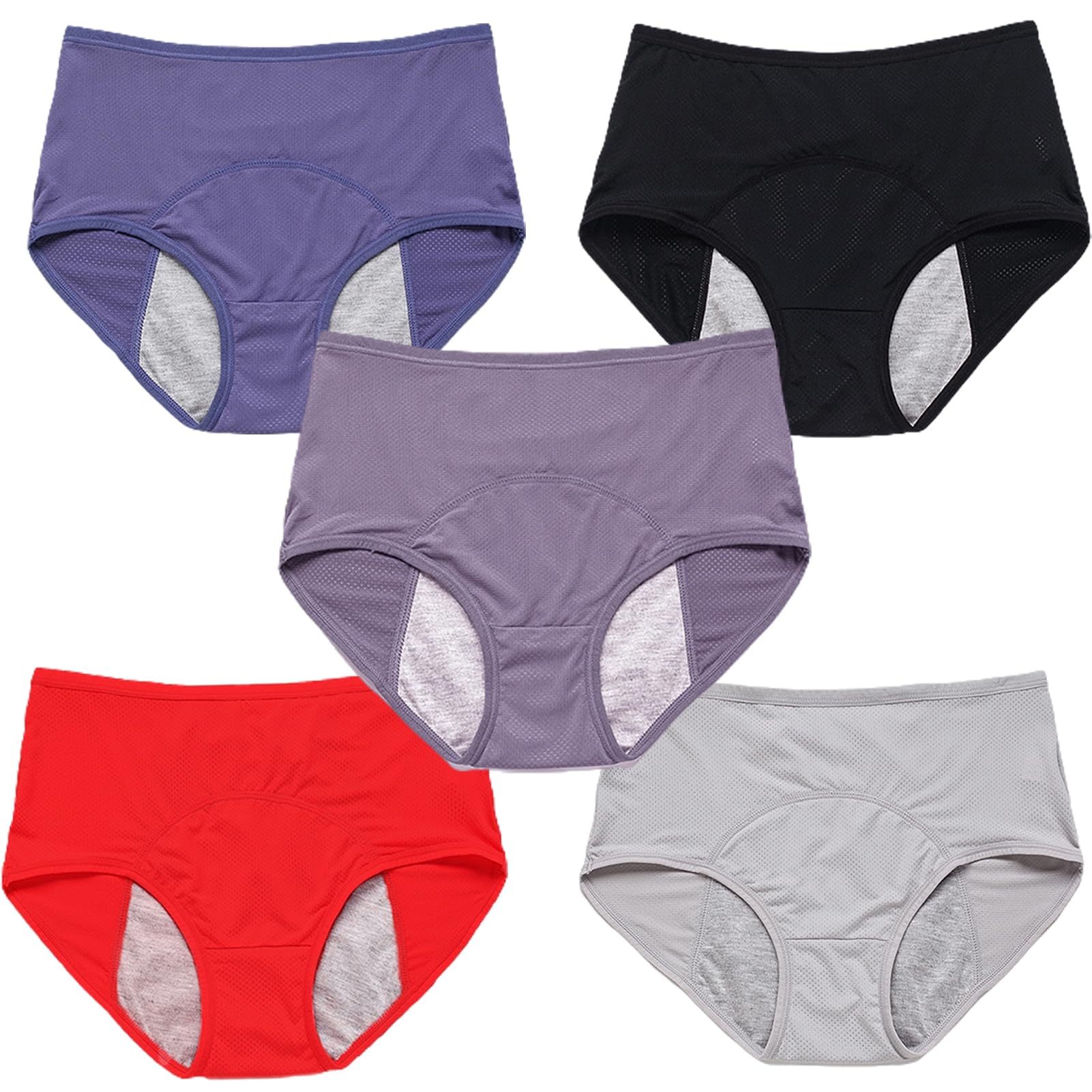 5er Pack Inkontinenz Unterwäsche Damen Hohe Taille Unterhosen Frauen Pantys Mehrpack Damen Baumwolle Slip Auslaufsichere Unterwäsche Unterhosen (D 6XL)