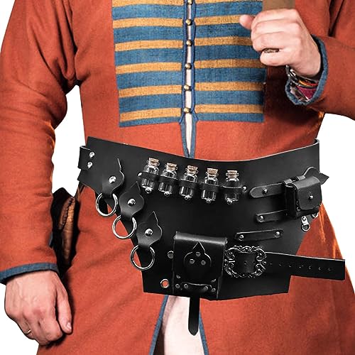 alkoy Steampunk-Beutel | Starker und robuster mittelalterlicher Ritter-Korsettgürtel,Mittelalterlicher Ritter-Korsettgürtel im Wikinger-Stil mit Verstellbarer Taille, Gürteltasche für Bühnenshow,