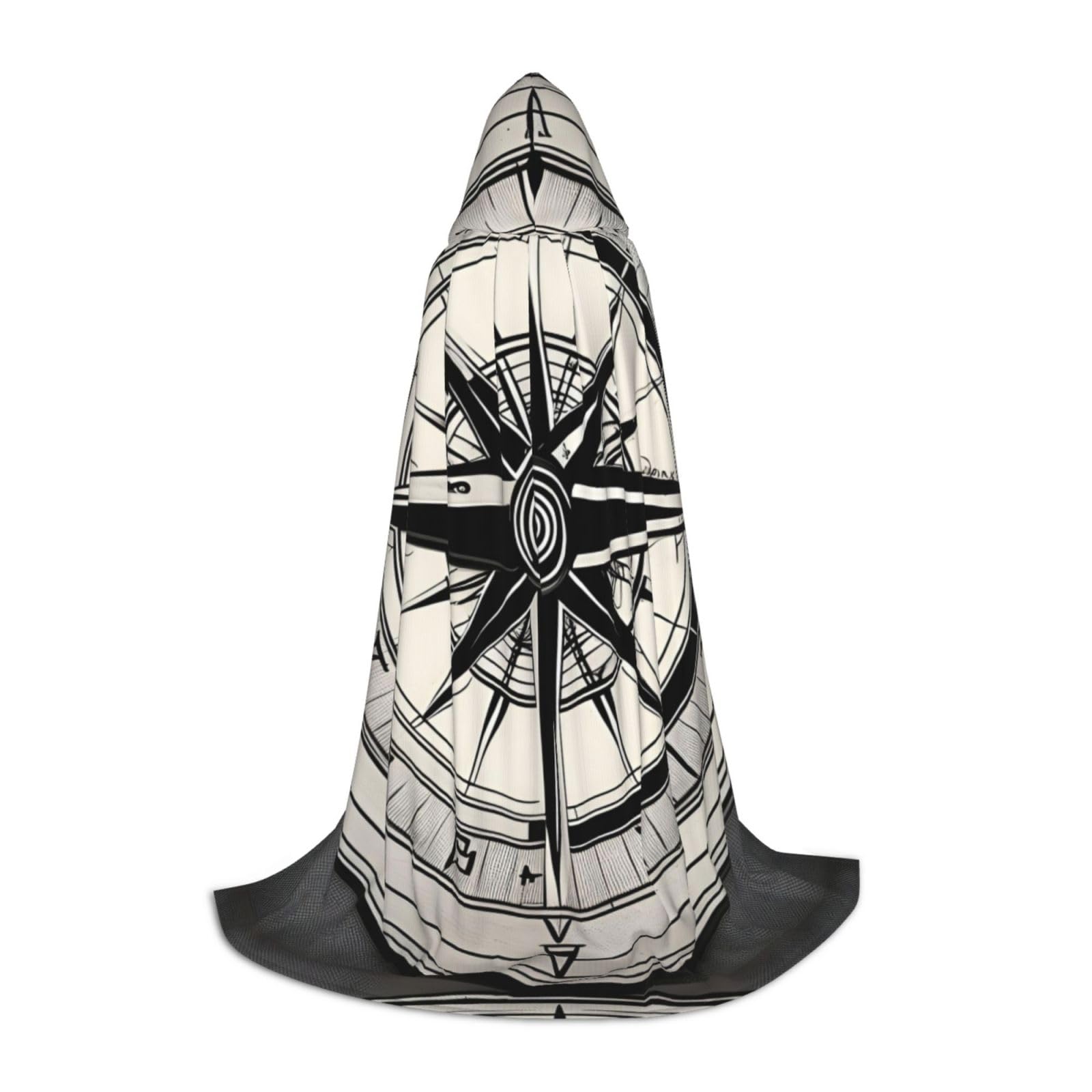 WURTON Law Of The Compass Navigation 1 Print Halloween Hooded Capes Renaissance Gothic Cloaks For Cosplay Hooded Cloaks Unisex