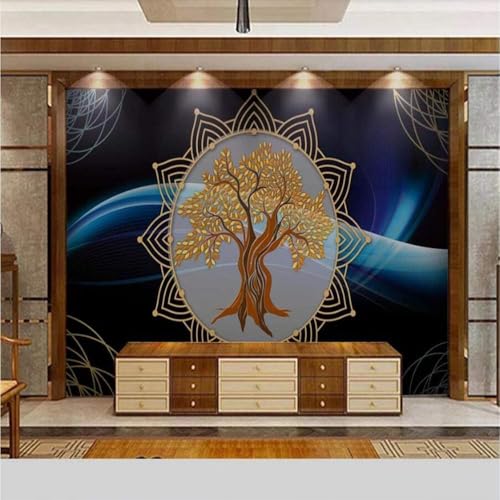 Abstrakter Baum Geometrisches Muster 3D Tapete Poster Restaurant Schlafzimmer Wohnzimmer Sofa TV Dekorative Wand-350cm×256cm