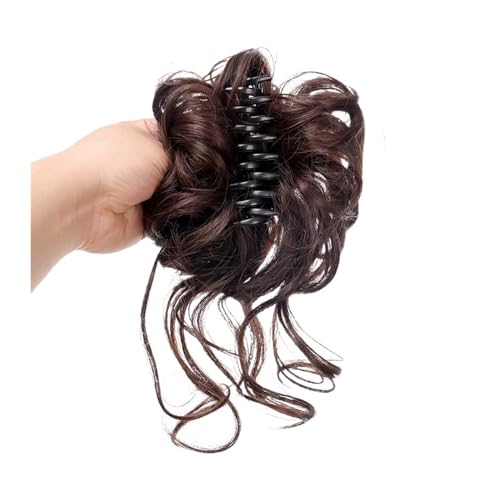 Haarteil Synthetische Klaue Clip-on Haarknoten Chignon unordentliche lockige Haare Perücken gefälschte Haarteile for Frauen Haarnadeln schwarz Gold Haarverlängerungen Haarverlängerung(1Pcs-04)