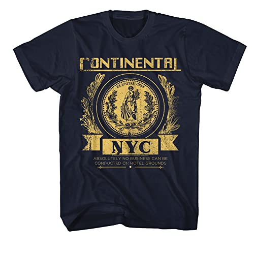 John Wick Movie T-Shirt Continental NYC Erwachsene Kurzarm T-Shirts Action Thriller Vintage Style Graphic Tees, Blau, L