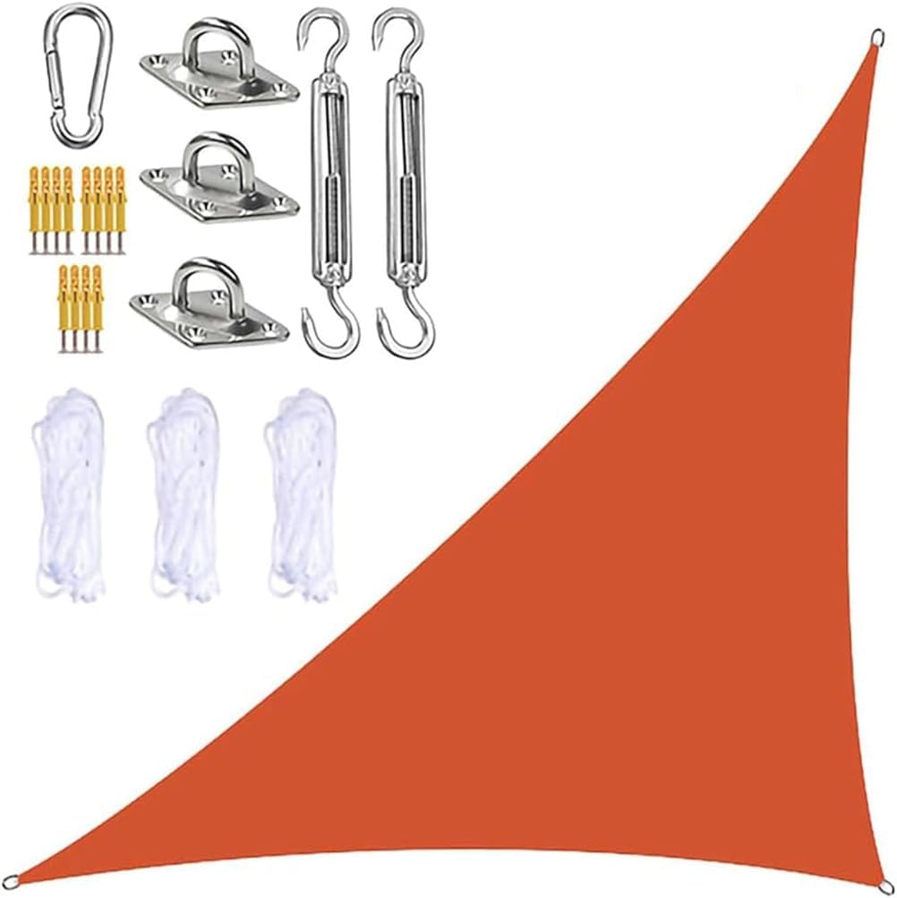 Dreieckiges Sonnensegel,Gartensegeldach mit Befestigungssatz,wasserdicht,UV-Block,rechtwinklige Gartensonnensegel,Sonnenschutzmarkisen,für Garten,Picknick oder Camping,orange,3 m x 3 m x 3 m