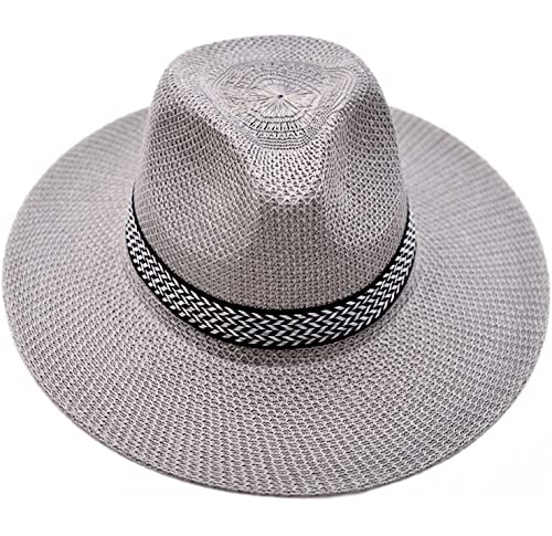 YIHANSS Sonnenhut Strandhut Trendy Ribbon Herren Strohhut Sommer Breite Krempe Panama Jazz Hüte Damen Cowboyhut Strohhut Hüte