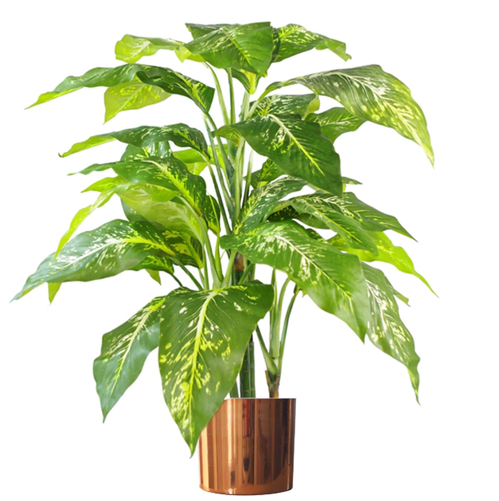 Leaf 100 cm großer Fuchs Aglaonema Realistischer Baum Kunstpflanze mit Kupfer-Metall-Pflanzgefäß