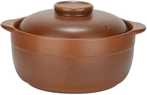 Terrakotta-Auflauftopf mit Deckel – altmodischer Ton-Kochtopf, ideal zum Kochen am offenen Feuer – Keramik-Auflauf, Tontopf, 1,6 l