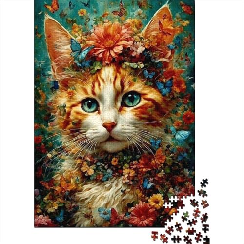 Süße Katze für Erwachsene Puzzle 1000 Teile Puzzle 1000 Teile Puzzle Erwachsene Puzzle Geschenke Entspannende Puzzle Spiele-Denkspiel 75x50cm