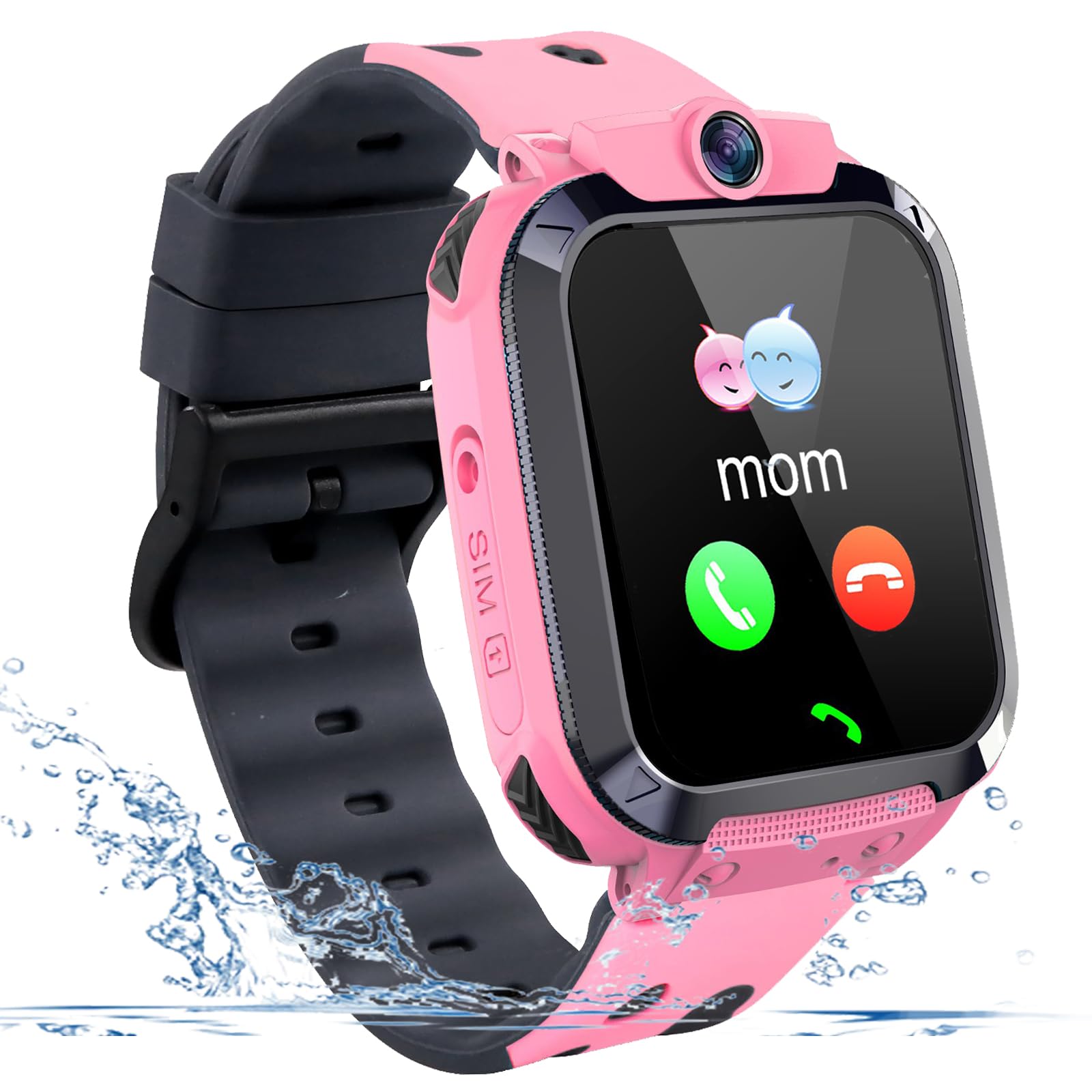 kaacly Kinder Smartwatch Telefon, Smartwatch Kinder mit GPS,SOS,IP67 Wasserdicht,Wecker,Math Games,Geburtstagsgeschenk für Kinder,Smartwatch Kompatibel mit iOS/Android