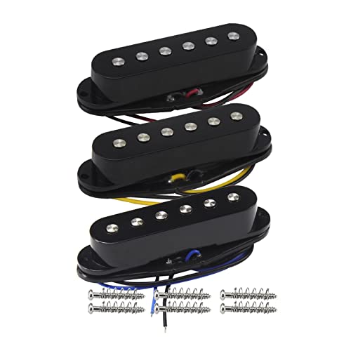 ZENGXUE 3 Stücke Keramikgitarre Einzelspule Pickups E-Gitarre-Hals + Mittlere + Bridge-Pickups Schwarz/Weiß/Gelb Für Die Auswahl Humbucker Tonabnehmer Set (Color : White N M B)