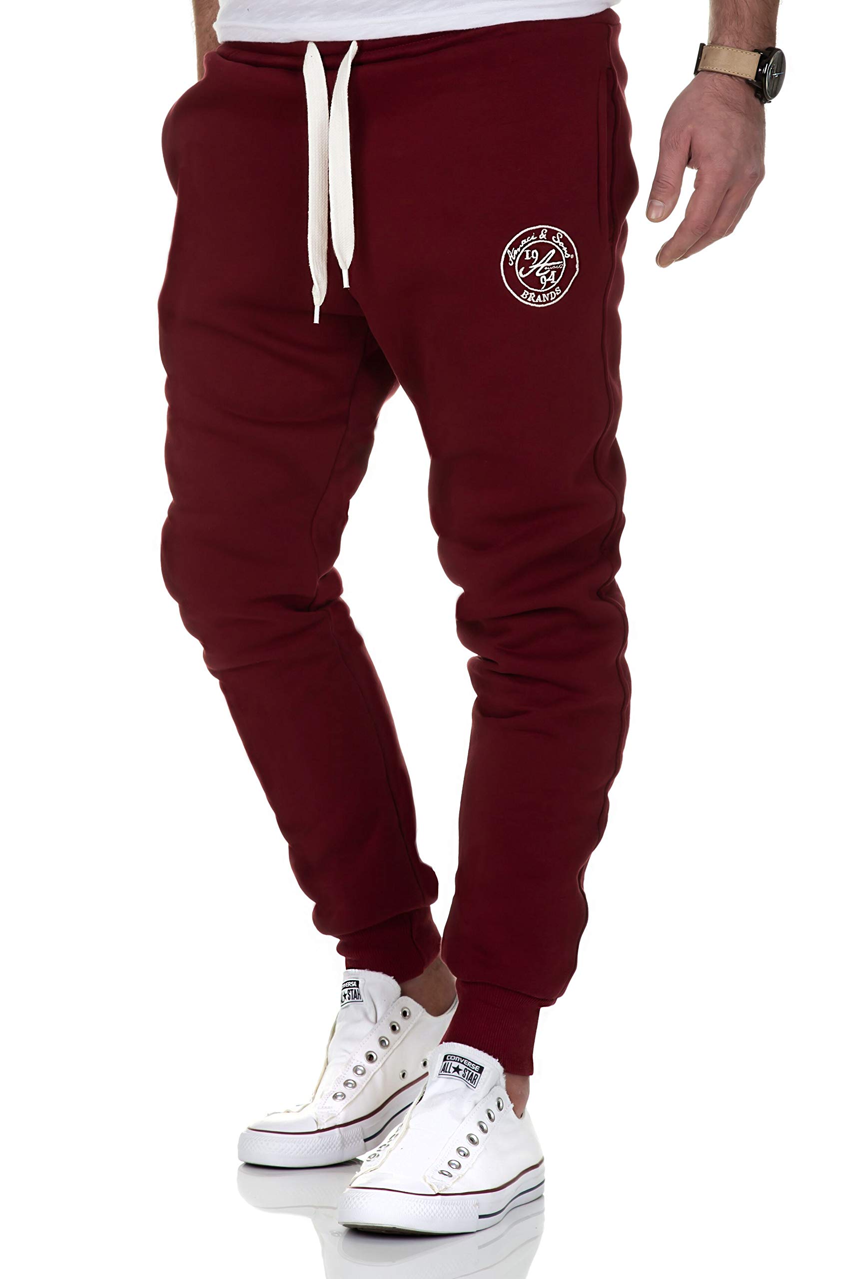 Amaci&Sons Herren Jogginghose Sporthose Sweatpants Jogger Trainingshose 20002 Bordeaux 4XL