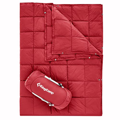 KingCamp Ultraleicht Reisedecke, Warme Outdoor Decke, Winddichte Camping Decke, Wasserabweisend Kompakt kleines packmaß für unterwegs Picknick Reisen zu Hause 152 × 203 cm Weinrot