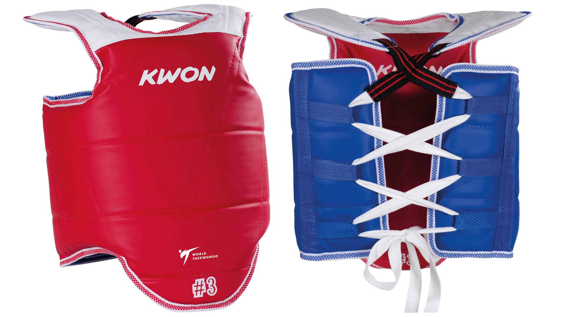 Kwon TKD Kampfweste Korea WTF Rec. CE, Rot/Blau, beidseitig verwendbar, Gr. L