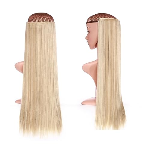 Clip-in-Haarverlängerungen Synthetische Haarverlängerung, 66 cm, hellblond, Clip-in-Haarverlängerung, langes, glattes, natürliches Ombre-Blond-Haarteil for Frauen Clip-in-Haarverlängerungen aus Echtha