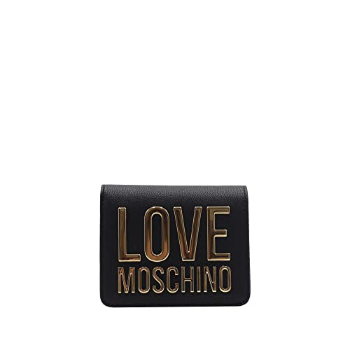 Love Moschino Kleine Geldbörse mit schwarzem Schriftzug, Schwarz