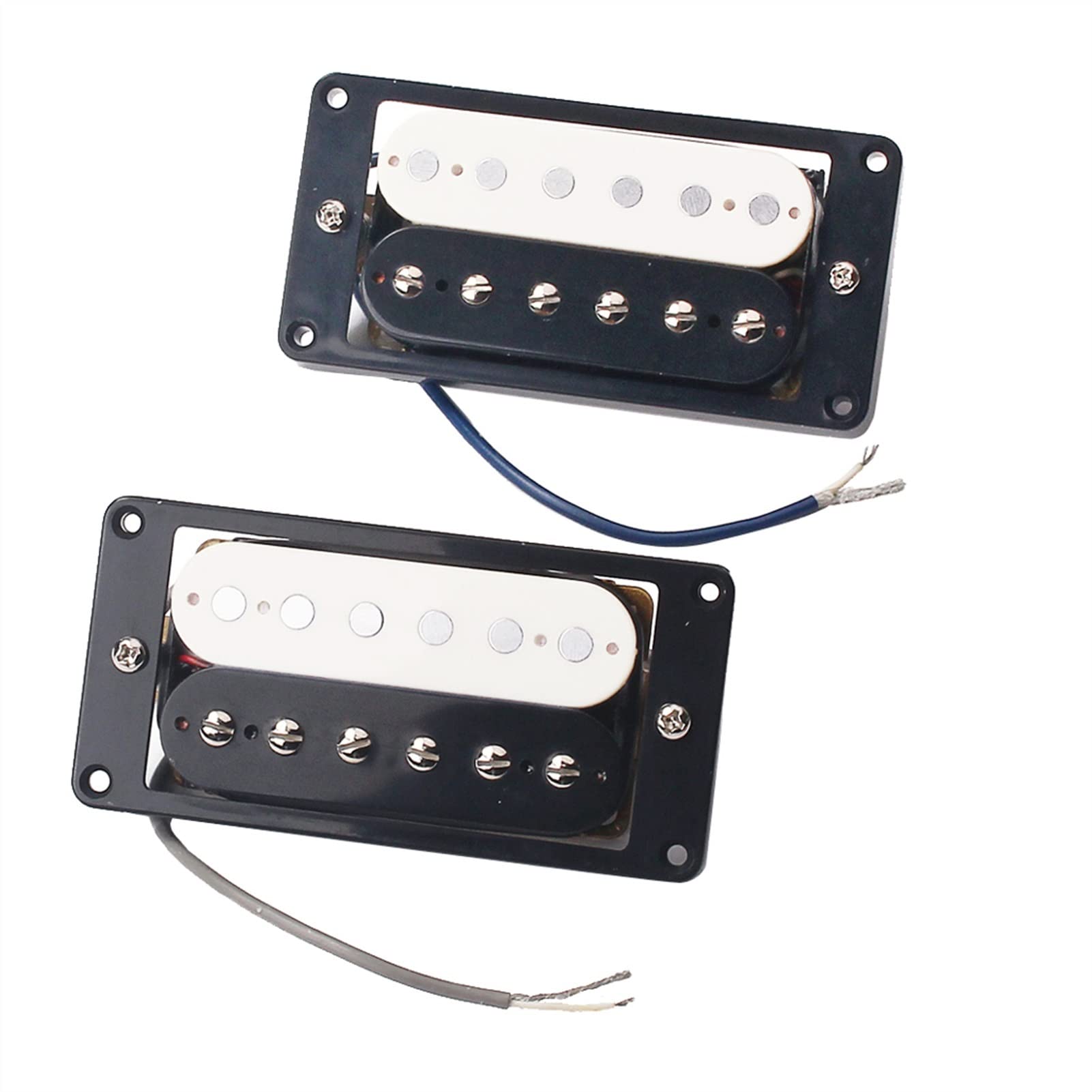 ZENGXUE 2 Stück Halsbrücke E-Gitarren Humbucker Pickups mit Rahmenschrauben Set Schwarzweiß Humbucker Tonabnehmer Set