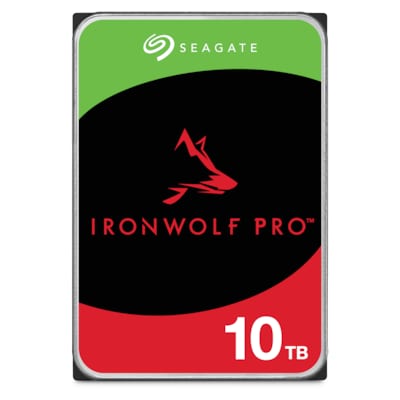 Seagate IronWolf Pro, NAS interne Festplatte 10 TB, 3.5 Zoll, 7200 U/Min, CMR, 256 MB Cache, SATA 6 GB/S, inkl. 3 Jahre Rescue Service, Modellnr.: ST10000NT001