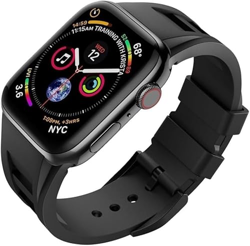 NEYENS Silikon-Uhrenarmband, Edelstahl-Schnalle, Mod-Kit, für Apple Watch Ultra 49 mm, 45 mm, 44 mm, 42 mm, Ersatzzubehör, 42mm, Achat