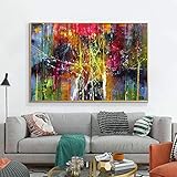 Leinwand Kunst Poster und Drucke Bunte Moderne Kunst Gemälde an der Wand Bilder für Sofa Hintergrund Wanddekoration 70x100cm Rahmenlos