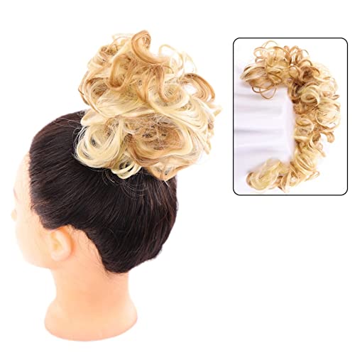 Bun Haarteile DIY Wickel-Pferdeschwanz-Haarknoten for Frauen, synthetischer Chignon, unordentliches elastisches Band, Haarknoten, Haarteil, 89,9 cm, Touseld Curly Wave Brötchen-Haarteil (Color : 105