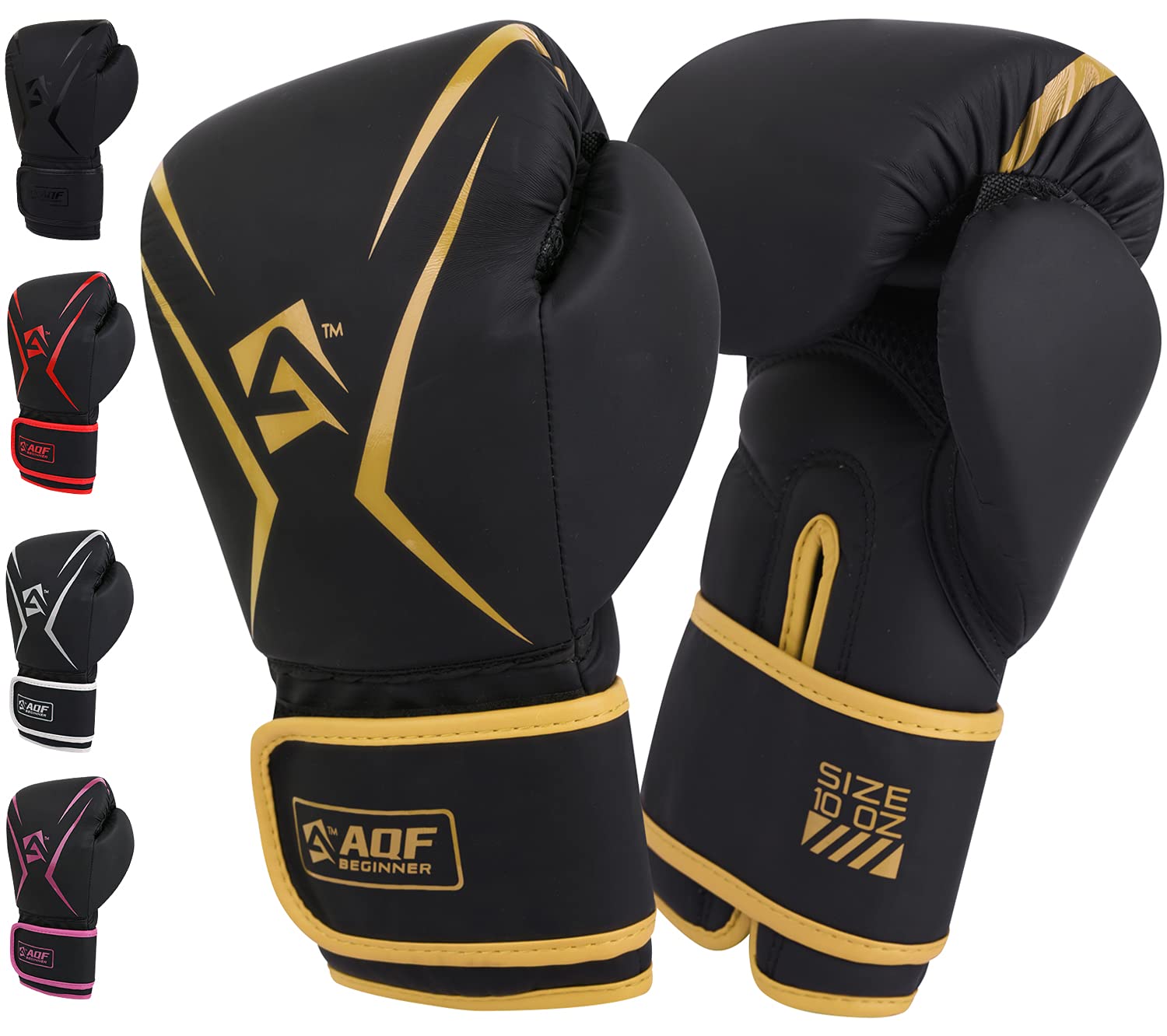 AQF Boxhandschuhe, Boxsack Leder Handschuhe Herren Frauen, MMA Handschuhe Sandsäcke, Boxhandschuhe Kinder Für Kickboxen, Muay Thai, Kampfsport Boxing Gloves 4 6 8 10 12 14 16 Oz (8 oz, Gold)