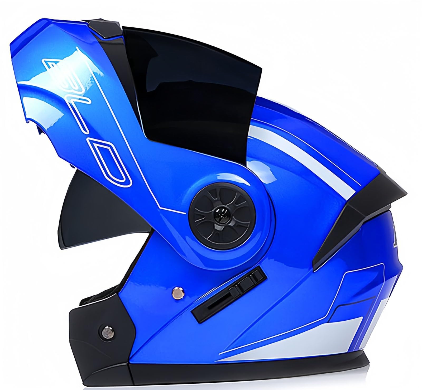 Klapphelm mit Doppelvisier, Integral-Motorradhelm, beschlagfrei, Motorrad-Roller-Helm, Doppelspiegel, Herren-Damen-Helm, ECE-geprüft E,S55-56CM